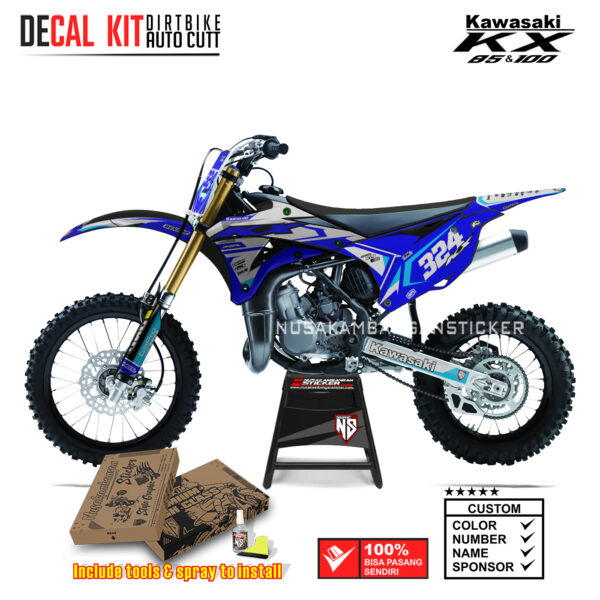 DECAL KIT STICKER KX 85 KX 100 GRAFIS MINIMALIS ONEAL RACING BLUE05 KAWASAKI GRAPHIC KIT MOTOCROSS