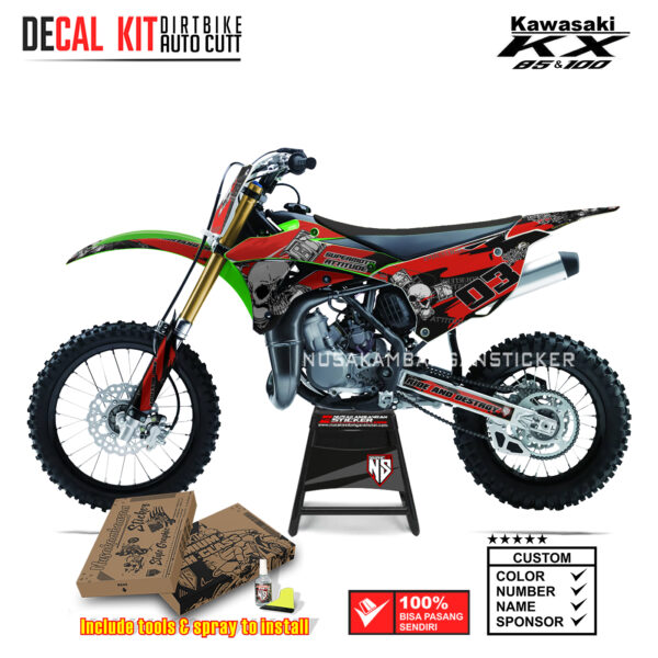 DECAL KIT STICKER KX 85 KX 100 GRAFIS RIDE AND DESTROY RACING CROSS RED02 KAWASAKI GRAPHIC KIT MOTOCROSS