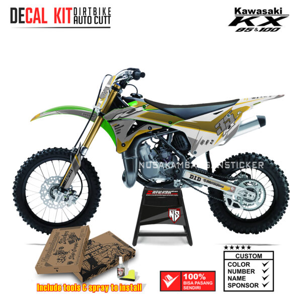 DECAL KIT STICKER KX 85 KX 100 GRAFIS STREET GRAY WHITE PROTSPER RACING YELLOW02 KAWASAKI GRAPHIC KIT MOTOCROS