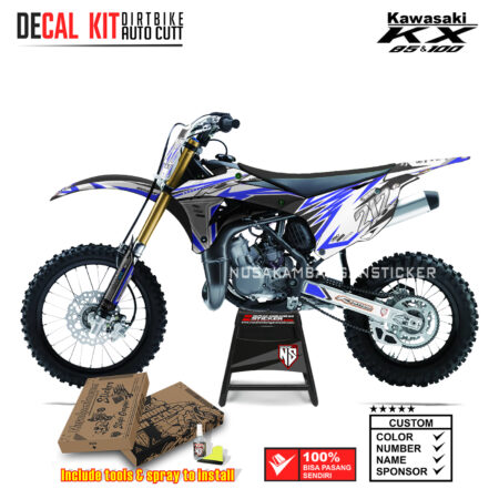 DECAL KIT STICKER KX 85 KX 100 RENTHAL STREET RACING BLUE02 KAWASAKI GRAPHIC KIT MOTOCROSS