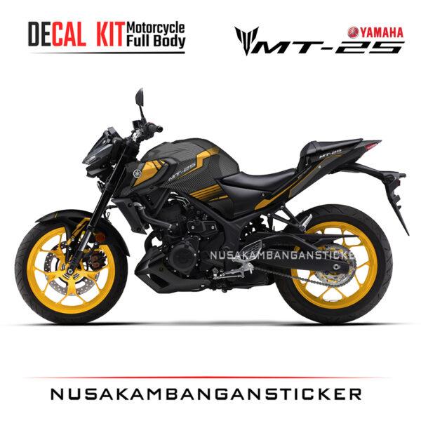 DECAL KIT STICKER YAMAHA MT25 2020 DESAIN KARBON LAYER KUNING03 STICKER FULL BODY