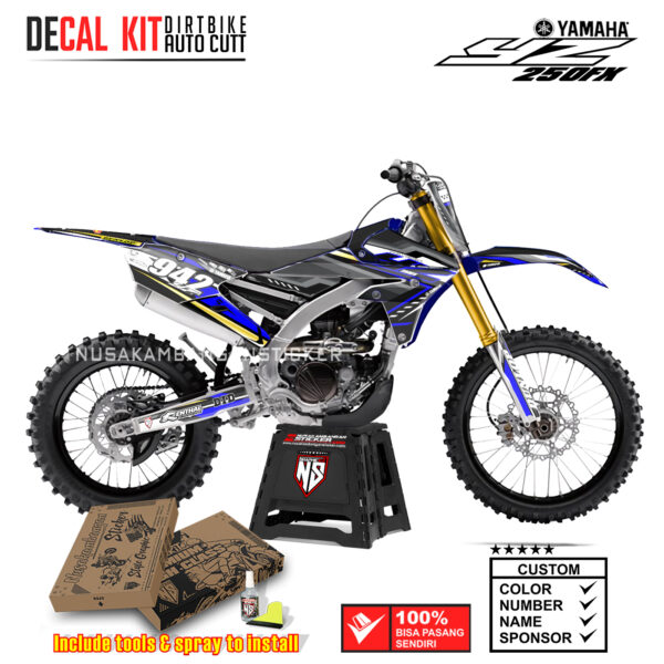 DECAL KIT SUPERMOTO DIRTBIKE YAMAHA YZ250FX DUNLOP RACING GOLD BLUE03 STICKER DECALS