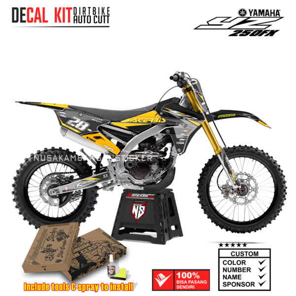 DECAL KIT SUPERMOTO DIRTBIKE YAMAHA YZ250FX GRAFIS CROSS ACERIES RACING YELLOW02 GRAPHIC STICKER