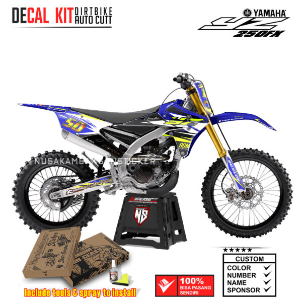 DECAL KIT SUPERMOTO DIRTBIKE YAMAHA YZ250FX GRAFIS DUNLOP RACING BLUE05