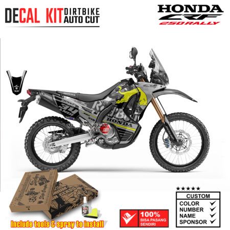 Decal Kit Dirtbike Supermoto sticker Honda CRF 250 Rally Gray Banteng Kuning Graphic Kit