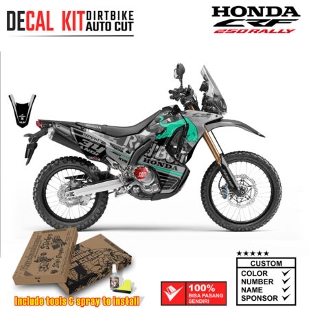 Decal Kit Dirtbike Supermoto sticker Honda CRF 250 Rally Gray Banteng hijau tosca Graphic Kit