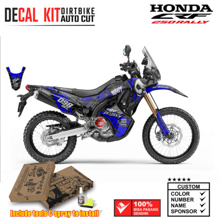 Decal Kit Dirtbike Supermoto sticker Honda CRF 250 Rally Supermoto joker biru 08 Graphic Kit