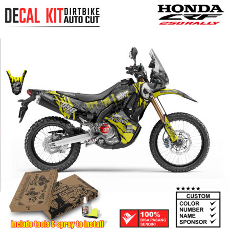 Decal Kit Dirtbike Supermoto sticker Honda CRF 250 Rally Supermoto joker kuning 05 Graphic Kit