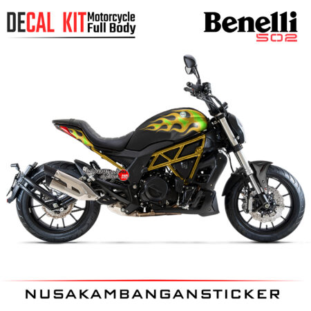 Decal Kit Sticker Beneli 502C Green Fire Graphic Big Bike Decal Modification