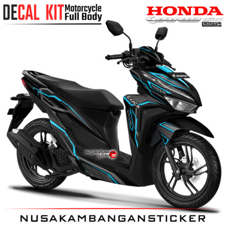 Decal Kit Sticker Honda All New Vario 125 - 150 Black Carbon Strip Biru Stiker Full Body