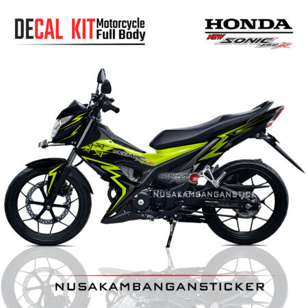 Decal Kit Sticker Honda Sonic 150 R Graphic Kit Black Stars Yelow Fluo Motorcycle