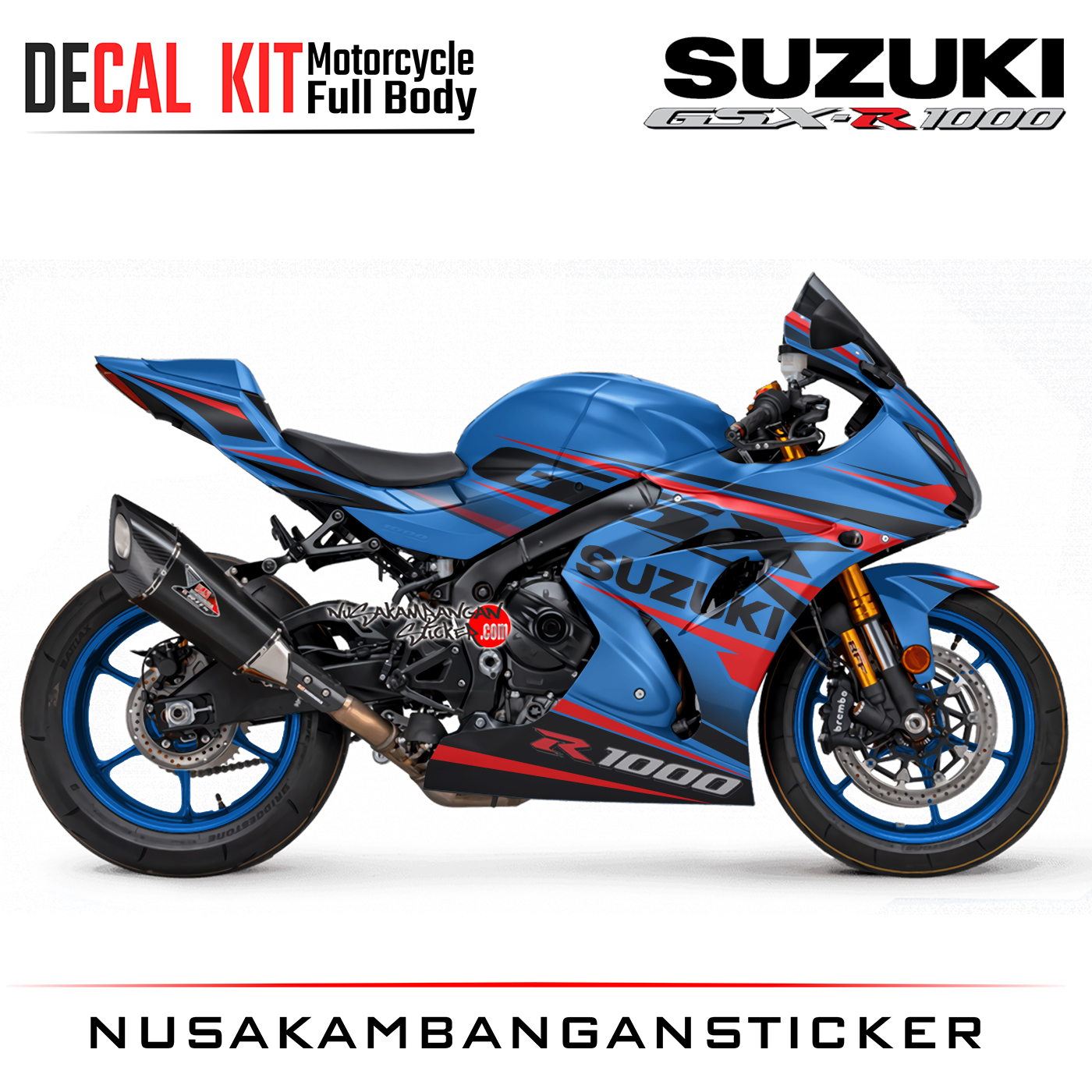 Decal Kit Sticker Suzuki GSX-R 1000 Blue Racing Big Bike Decal Modification  – Nusakambangan Sticker