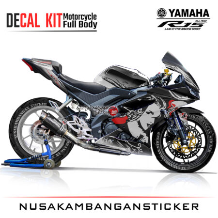 Decal Kit Sticker Yamaha R15 V3 VVA 155 - Black Kabuki Stiker Full Body