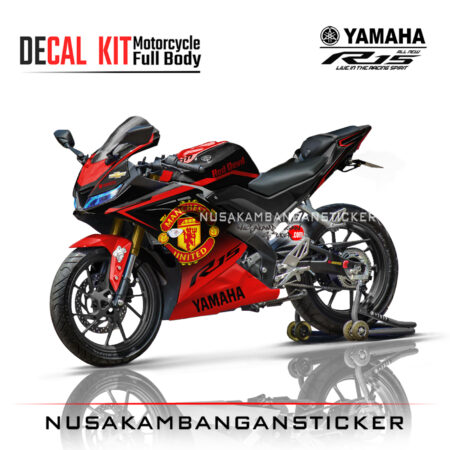 Decal Kit Sticker Yamaha R15 V3 VVA 155 - Black Red Mufc 02 Graphic Stiker Full Body