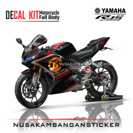 Decal Kit Sticker Yamaha R15 V3 VVA 155 - Black Red Mufc 03 Graphic Stiker Full Body