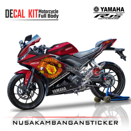 Decal Kit Sticker Yamaha R15 V3 VVA 155 - Black Red Mufc 04 Graphic Stiker Full Body