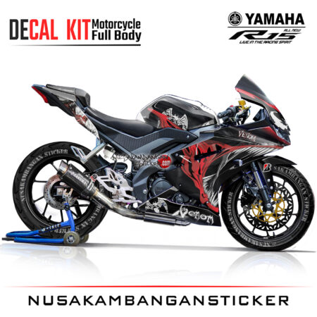 Decal Kit Sticker Yamaha R15 V3 VVA 155 - Black Venom Stiker Full Body