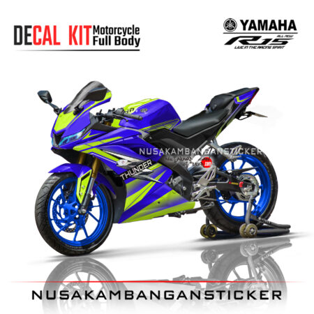 Decal Kit Sticker Yamaha R15 V3 VVA 155 - Blue Thunder Graphic Stiker Full Body