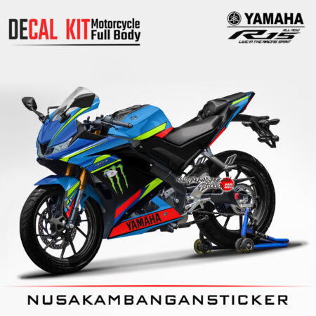 Decal Kit Sticker Yamaha R15 V3 VVA 155 - Graphic Black Blue 02 Stiker Full Body