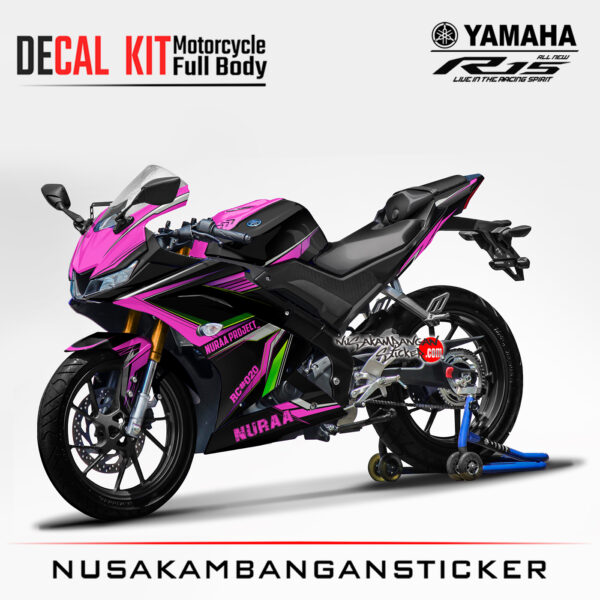Decal Kit Sticker Yamaha R15 V3 VVA 155 - Graphic Black Pink 01 Stiker Full Body