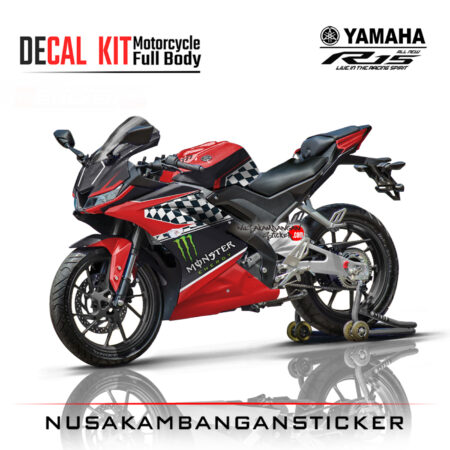 Decal Kit Sticker Yamaha R15 V3 VVA 155 - Red Black Stiker Full Body