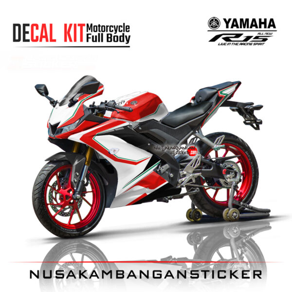 Decal Kit Sticker Yamaha R15 V3 VVA 155 - Red White Stiker Full Body