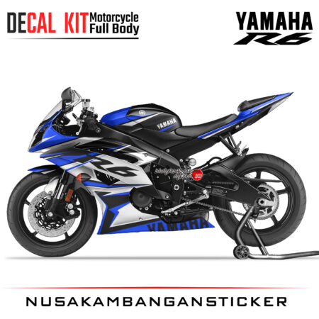 Decal Kit Sticker Yamaha YZF R6 Black Blue Big Bike Decal Modification