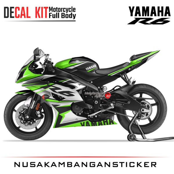 Decal Kit Sticker Yamaha YZF R6 Black Green Big Bike Decal Modification