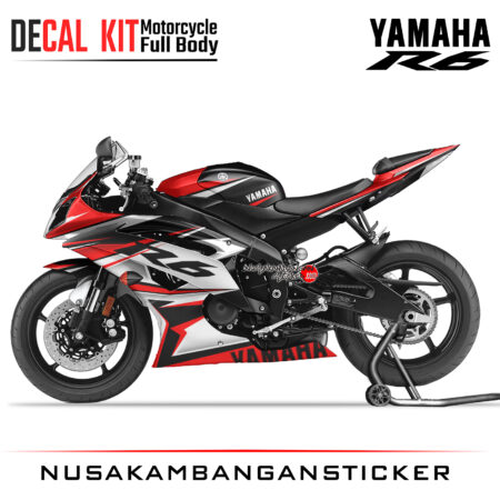 Decal Kit Sticker Yamaha YZF R6 Black Red Big Bike Decal Modification