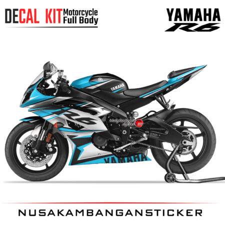 Decal Kit Sticker Yamaha YZF R6 Black Tosca Blue Big Bike Decal Modification