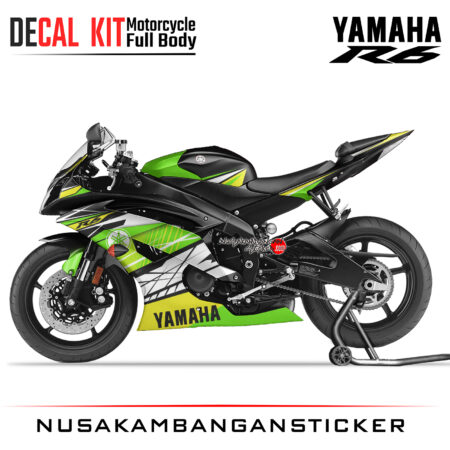 Decal Kit Sticker Yamaha YZF R6 Green Lime Flash Big Bike Decal Modification