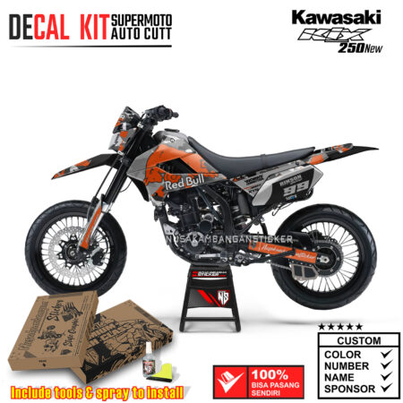 Decal Kit Supermoto Dirtbike Kawasaki Klx 250 New Banteng Oren