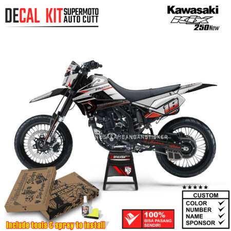 Decal Kit Supermoto Dirtbike Kawasaki Klx 250 New DTX Red Gloss