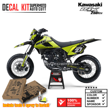 Decal Kit Supermoto Dirtbike Kawasaki Klx 250 New Green Fluo
