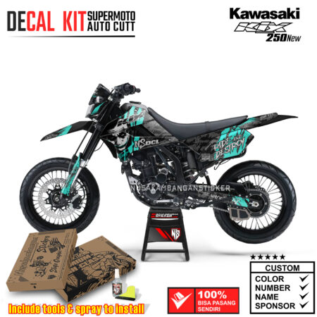 Decal Kit Supermoto Dirtbike Kawasaki Klx 250 New Joker Tosca Blue