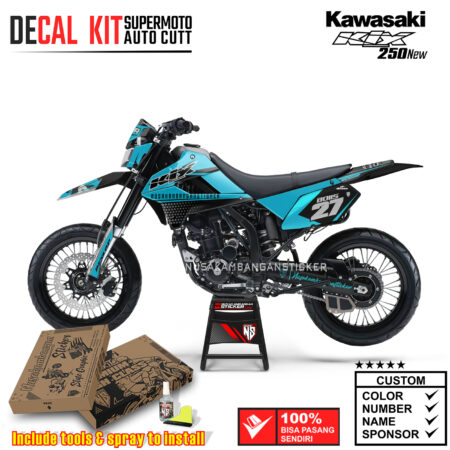 Decal Kit Supermoto Dirtbike Kawasaki Klx 250 New KITS Ice Blue