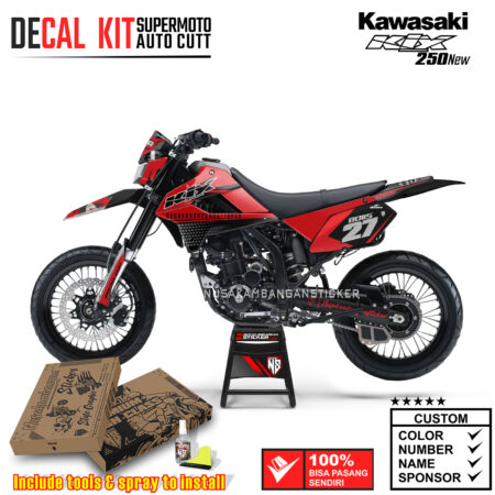 Decal Kit Supermoto Dirtbike Kawasaki Klx 250 New KITS Red