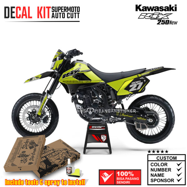 Decal Kit Supermoto Dirtbike Kawasaki Klx 250 New KITS Yelow Fluo