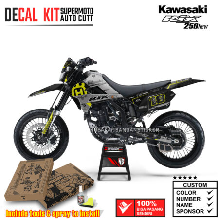 Decal Kit Supermoto Dirtbike Kawasaki Klx 250 New Milwke Grey Black