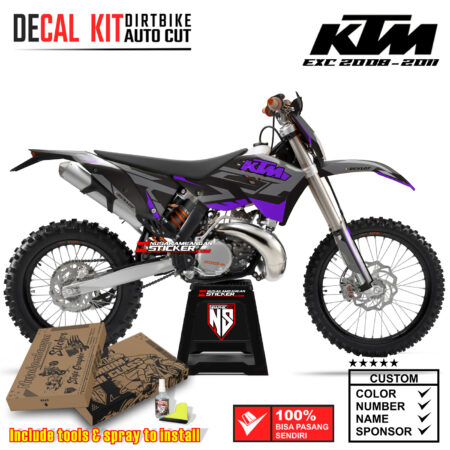 Decal Sticker Kit Dirtbike KTM 250 Exc 2008-2011 Kit Black Purple Supermoto Graphic Decals