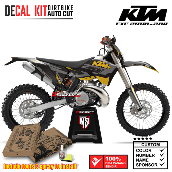 Decal Sticker Kit Dirtbike KTM 250 Exc 2008-2011 Kit Black Yelow Supermoto Graphic Decals