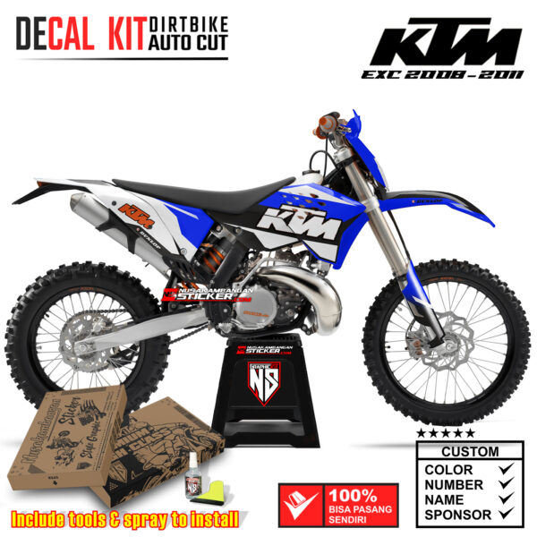 Decal Sticker Kit Dirtbike KTM 250 Exc 2008-2011 Kit KTM Racing Blue Supermoto Graphic Decals