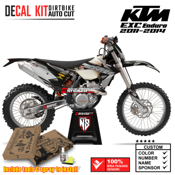 Decal Sticker Kit Dirtbike KTM 250 Exc-E 2011-2014 KTM Racing Grey Supermoto Graphic
