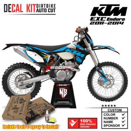 Decal Sticker Kit Dirtbike KTM 250 Exc-E 2011-2014 Kit Biru Supermoto Graphic