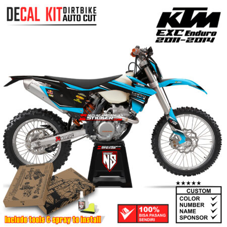 Decal Sticker Kit Dirtbike KTM 250 Exc-E 2011-2014 Kit Gopro! Ice Blue Supermoto Graphic