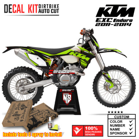 Decal Sticker Kit Dirtbike KTM 250 Exc-E 2011-2014 Kit Hijau Stabilo Supermoto Graphic