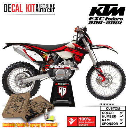 Decal Sticker Kit Dirtbike KTM 250 Exc-E 2011-2014 Kit Merah Supermoto Graphic
