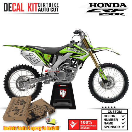 Decal Sticker Kit Supermoto Dirtbike CRF 250R White Green Fluo Motocross Graphic
