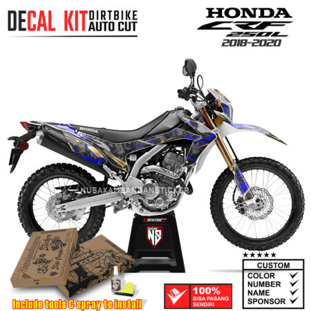 Decal Sticker Kit Supermoto Dirtbike Honda CRF 250 L Batik Biru 01 Graphic Kit Motocroos