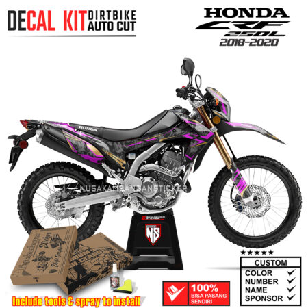 Decal Sticker Kit Supermoto Dirtbike Honda CRF 250 L Batik Ungu 04 Graphic Kit Motocroos